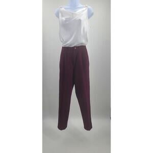 Fundamental Things Petites Vintage Wool pleated‎ pants burgundy Size 4 Preppy